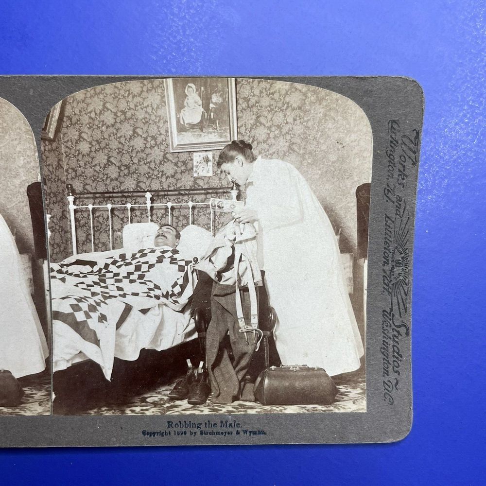 Antique‎ Stereoview Card Underwood & Underwood Robbing The Male